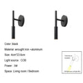 Modern matte black adjustable led wall lamp for bedroom reading