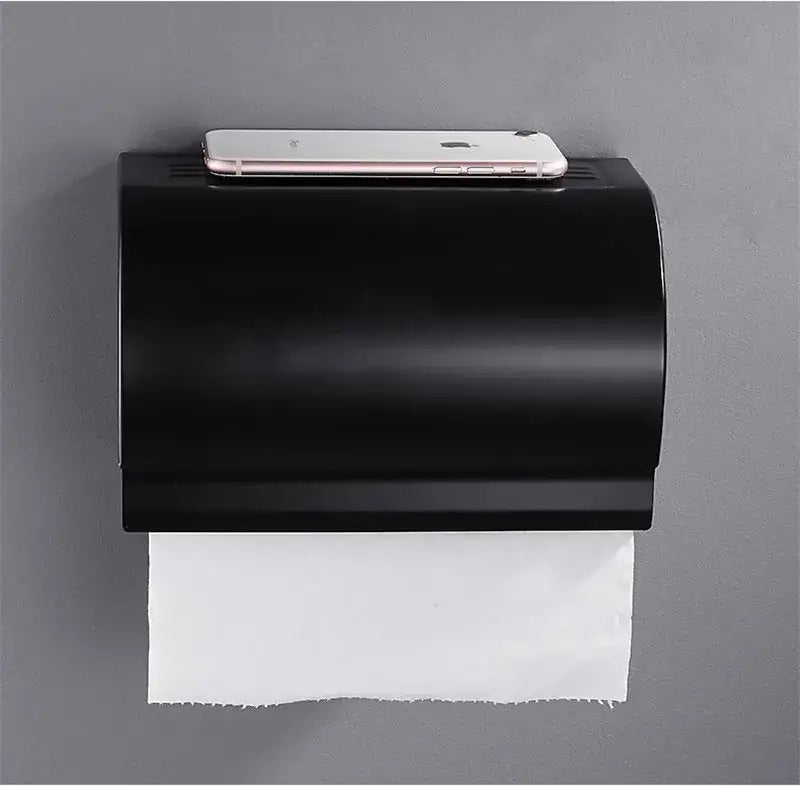 Modern matte black aluminum paper holder bathroom cube rack
