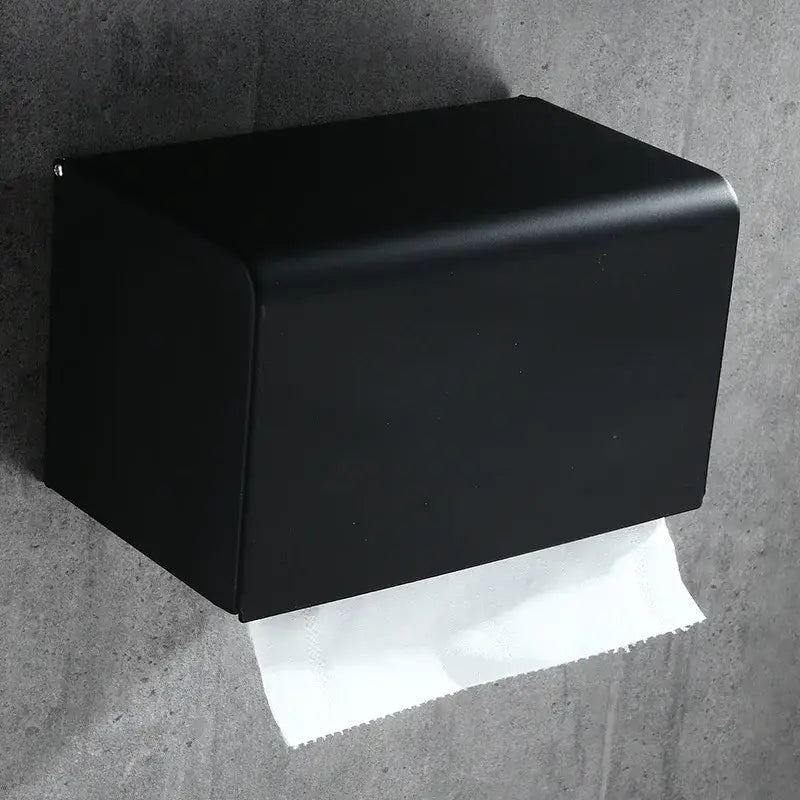 Modern matte black aluminum paper holder bathroom cube rack