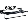 Modern matte black aluminum towel rack with hook bathroom shelf