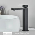 Modern matte black brass square basin faucet bathroom mixer tap