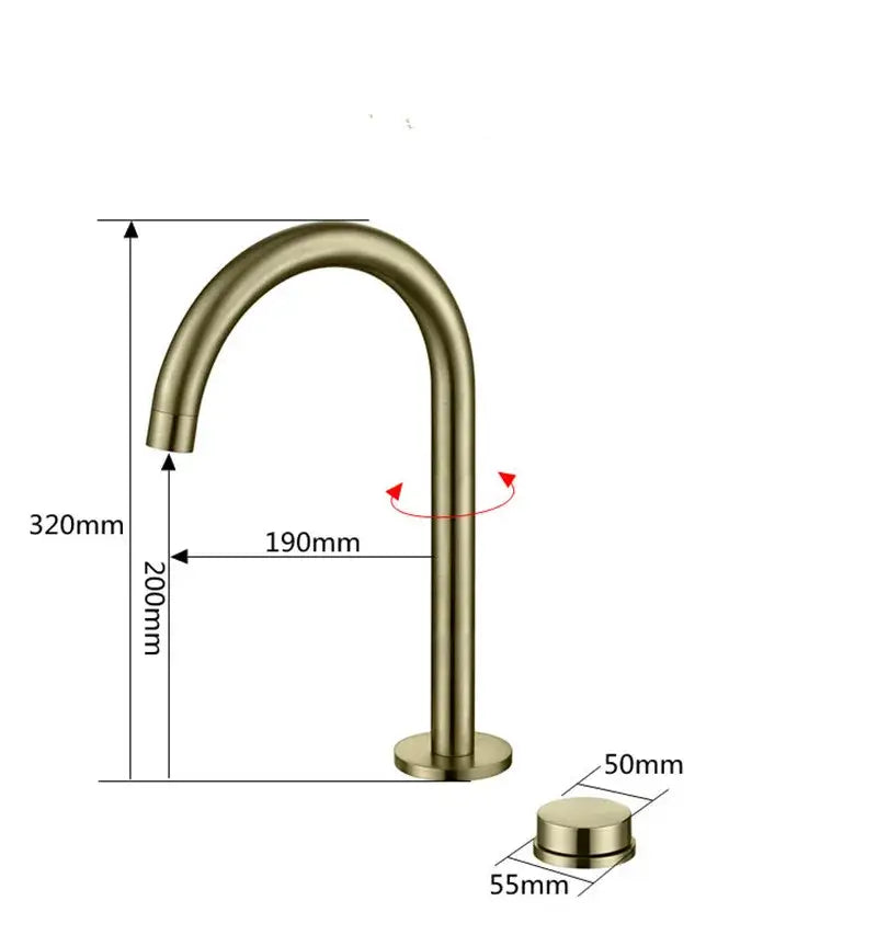 Modern matte black & brushed gold basin faucet kitchen 360 rotation