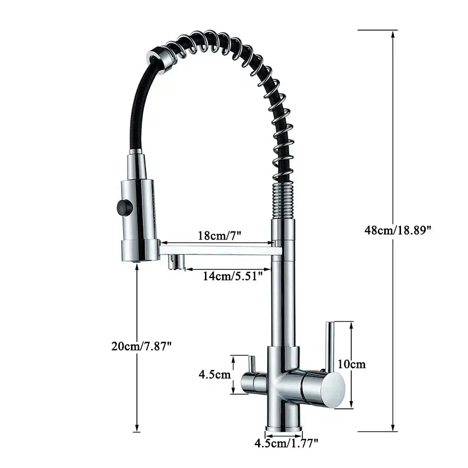 Modern matte black & brushed gold dual spout water filter kitchen faucet