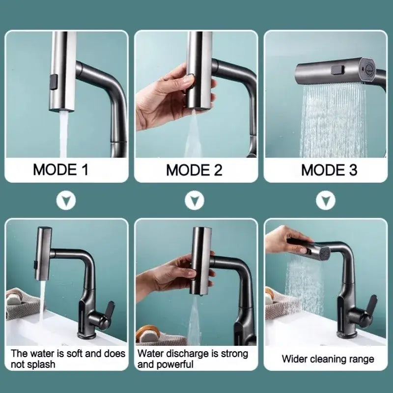 Modern matte black digital display waterfall basin faucet bathroom tap