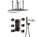Modern matte black rainfall shower faucet with massage system bathroom