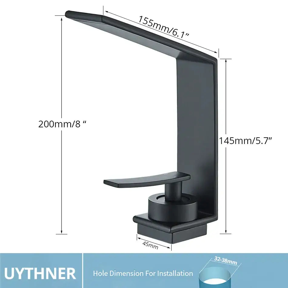 Modern matte black waterfall decorbites basin faucet bathroom mixer
