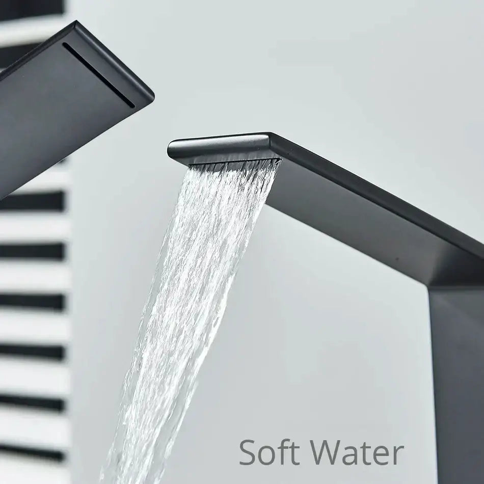 Modern matte black waterfall decorbites basin faucet bathroom mixer