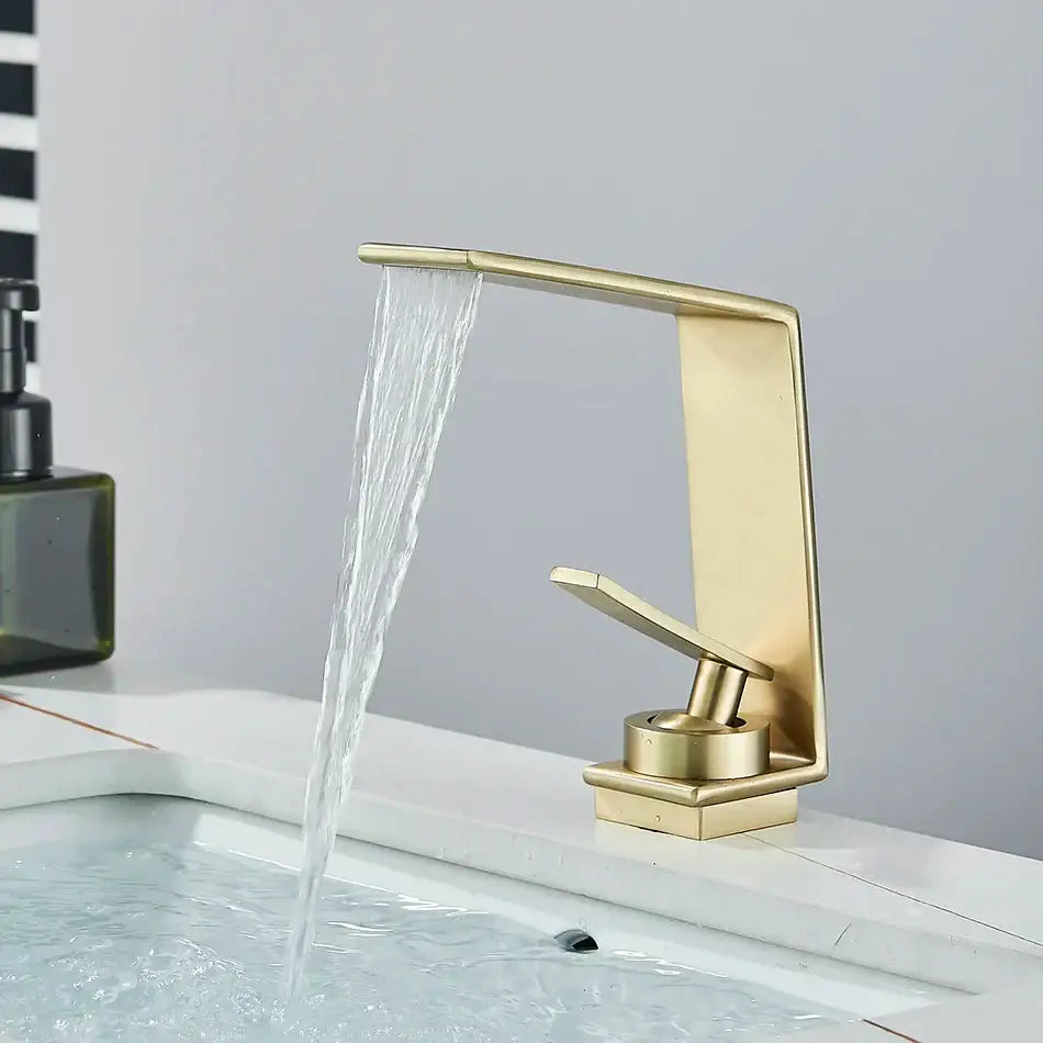 Modern matte black waterfall decorbites basin faucet bathroom mixer