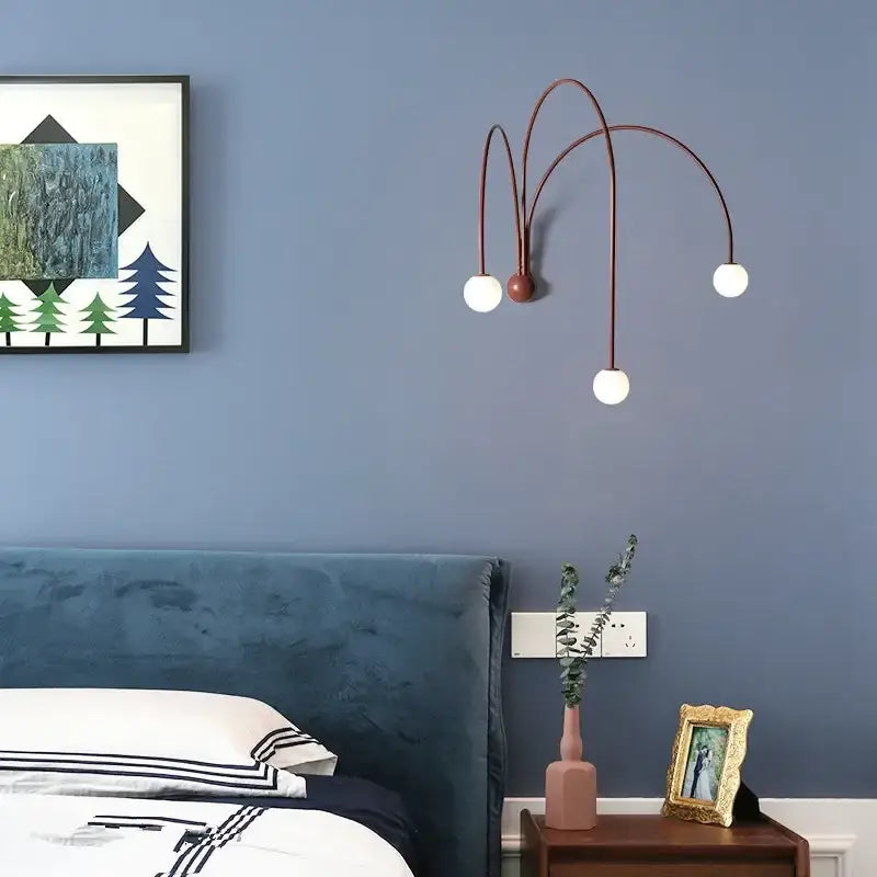 Modern matte copper glass ball wall lamp for living room