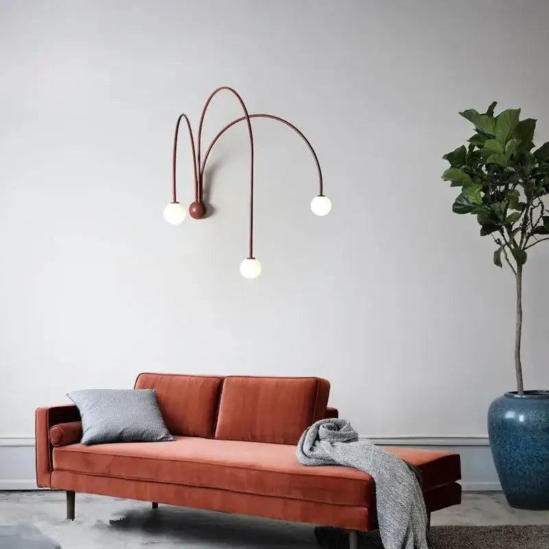 Modern matte copper glass ball wall lamp for living room