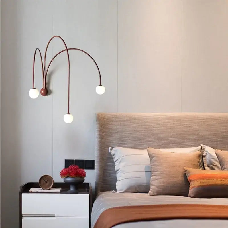 Modern matte copper glass ball wall lamp for living room