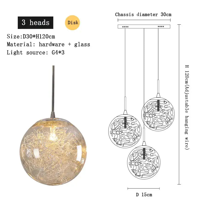Modern mesh crystal ceiling chandelier living room spherical light