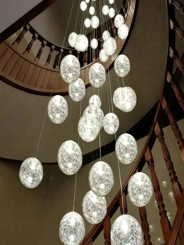 Modern mesh crystal ceiling chandelier living room spherical light