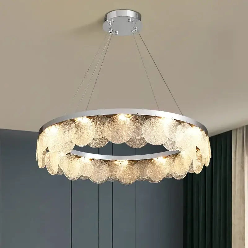 Modern metal glass chandelier led ceiling lamp living room decor
