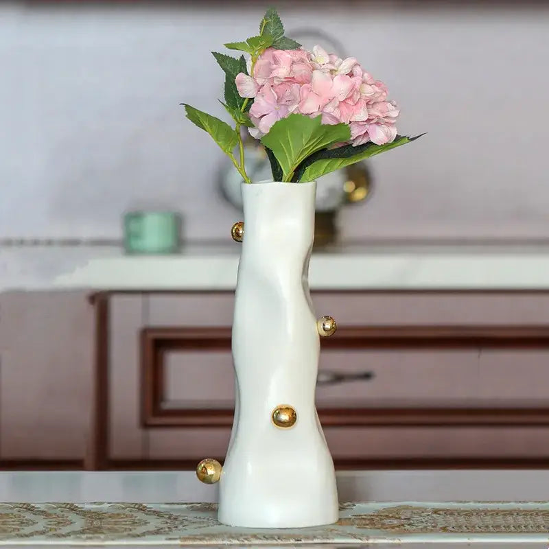 Modern metallic decorbites geometric sphere vase set living room