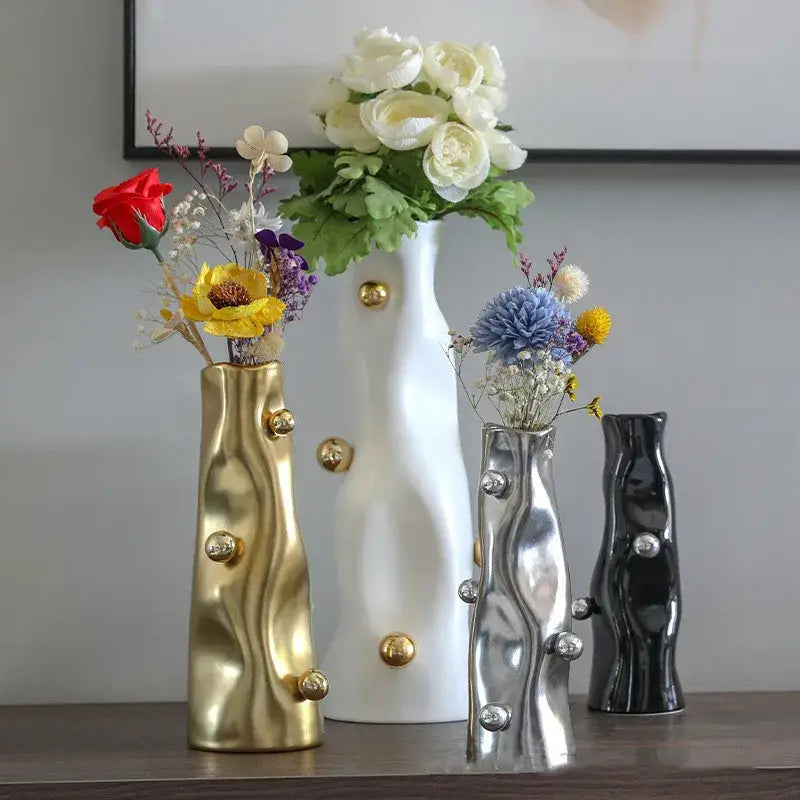 Modern metallic decorbites geometric sphere vase set living room