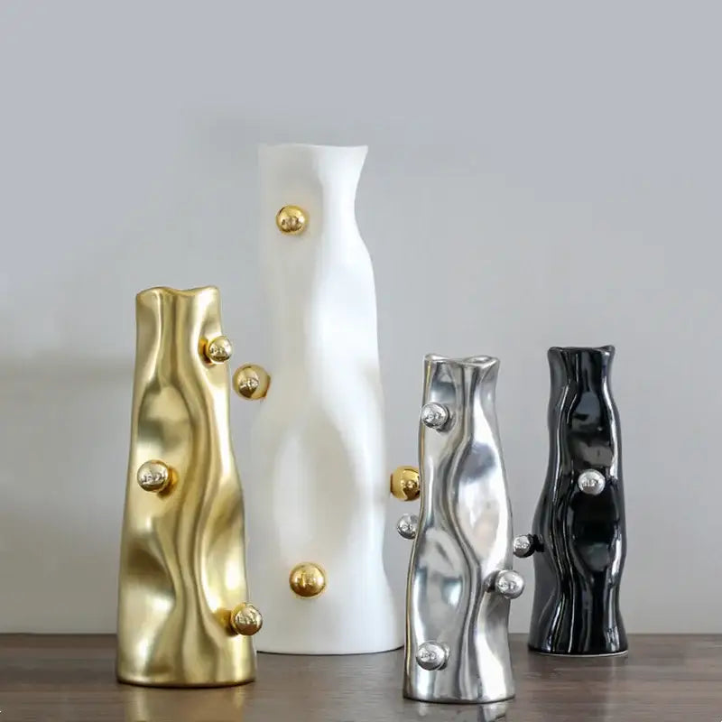 Modern metallic decorbites geometric sphere vase set living room