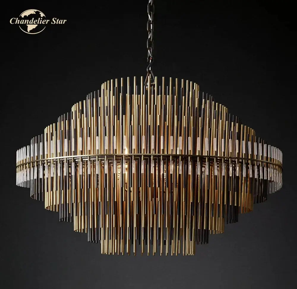 Modern metallic emile round led chandelier for dining room lighting