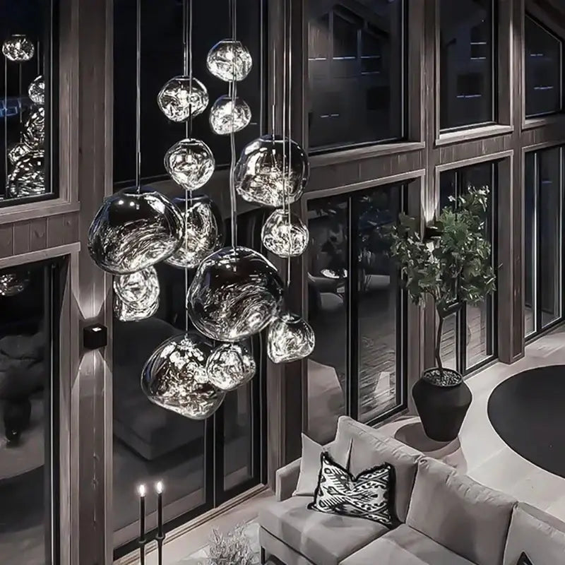 Modern metallic glass pendant lights dining room cluster fixture