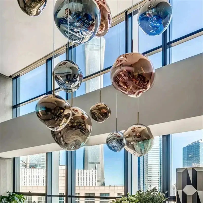 Modern metallic glass pendant lights dining room cluster fixture