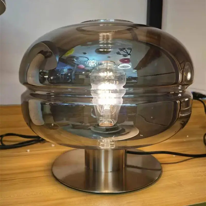 Modern metallic glass table lamp set elegant bedroom lighting