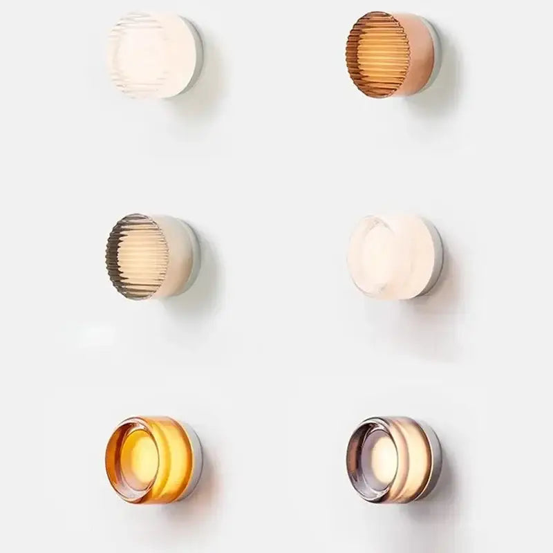 Modern minimalist amber & cream glass wall sconce bedroom light