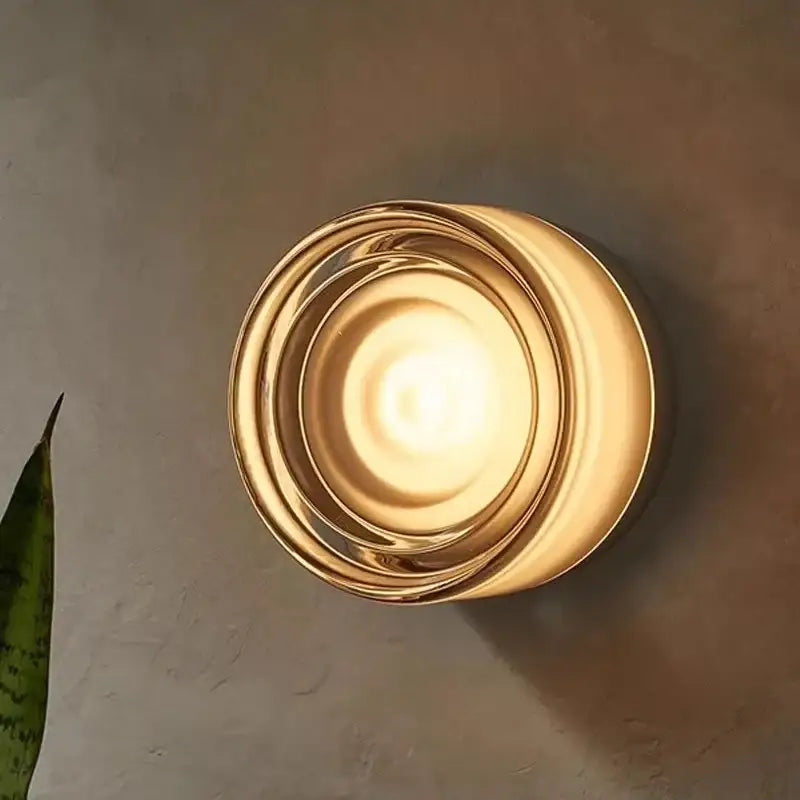Modern minimalist amber & cream glass wall sconce bedroom light