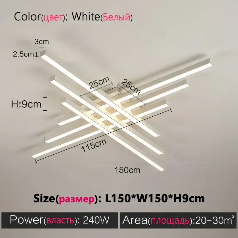 Modern minimalist black chandelier led ceiling lamp for living room