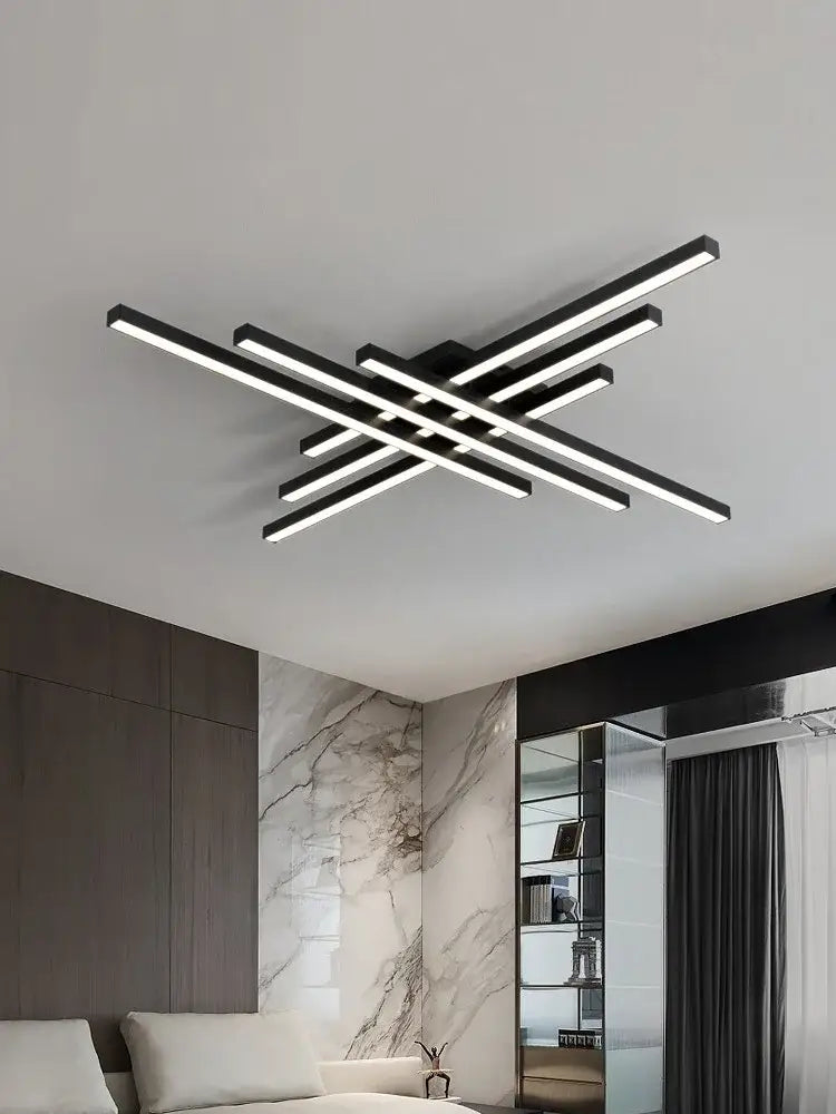 Modern minimalist black chandelier led ceiling light for living room