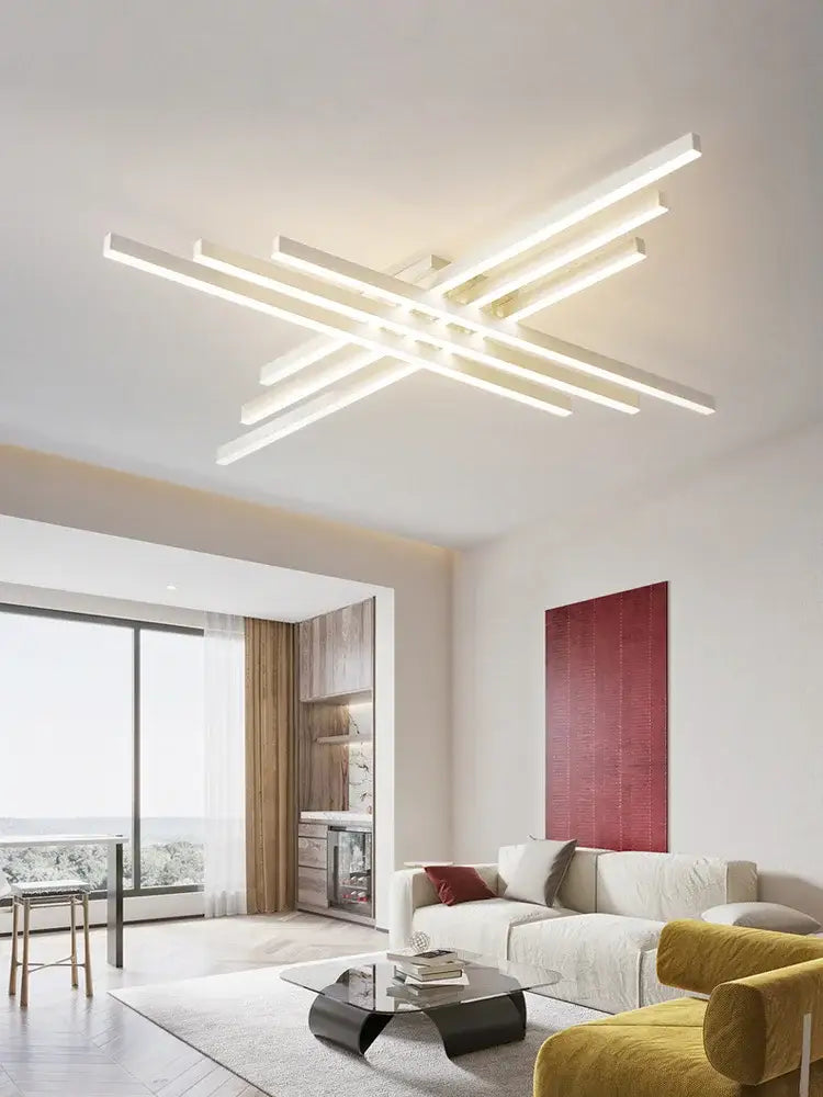 Modern minimalist black chandelier led ceiling light for living room