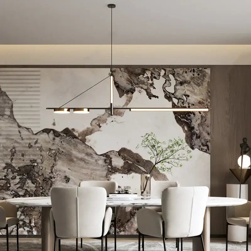Modern minimalist black chandelier pendant light for dining room