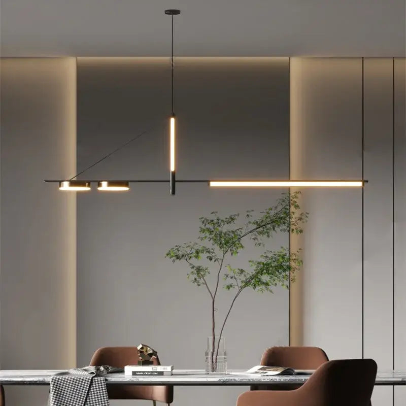Modern minimalist black chandelier pendant light for dining room