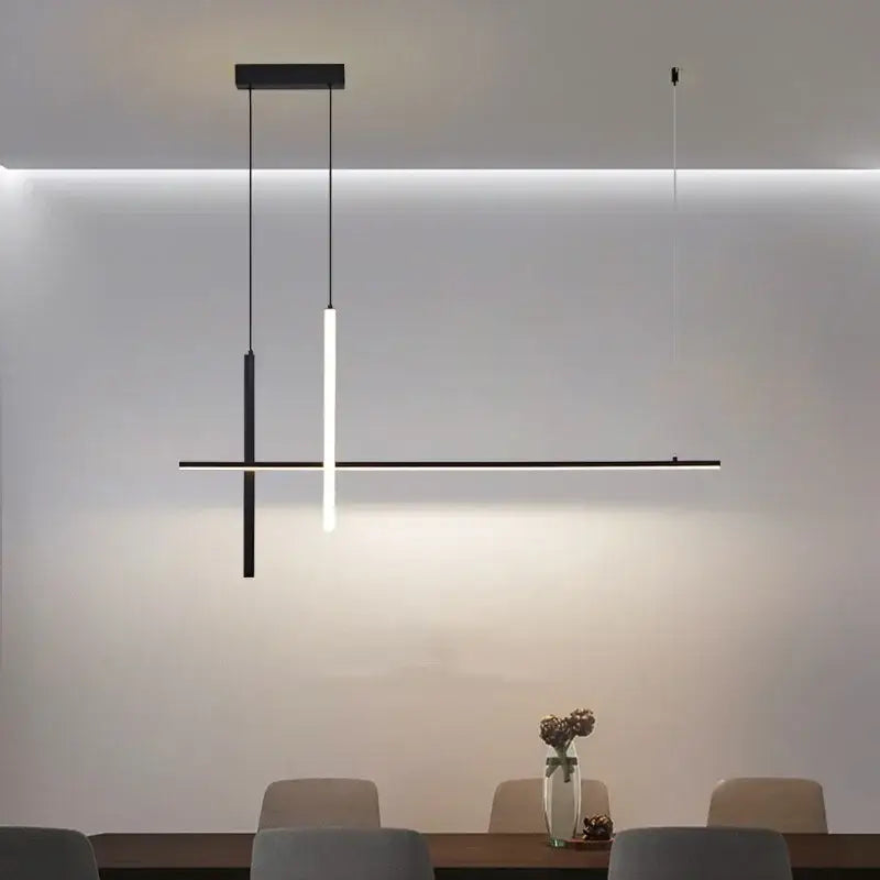 Modern minimalist black dimmable led pendant light kitchen strip