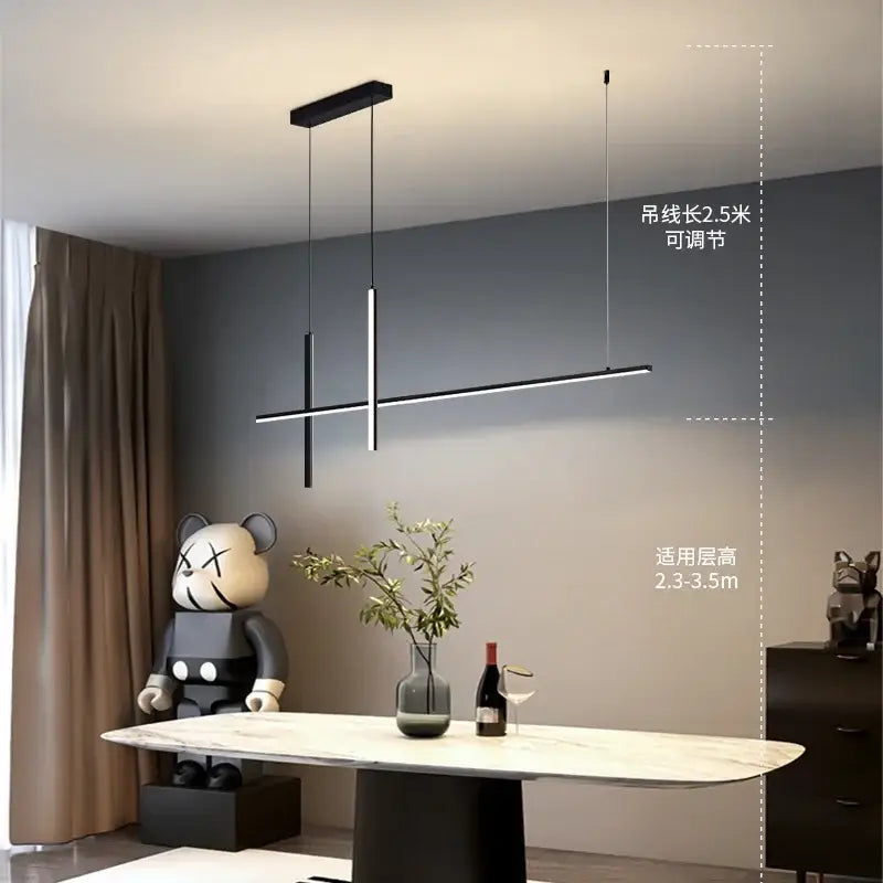 Modern minimalist black dimmable led pendant light kitchen strip