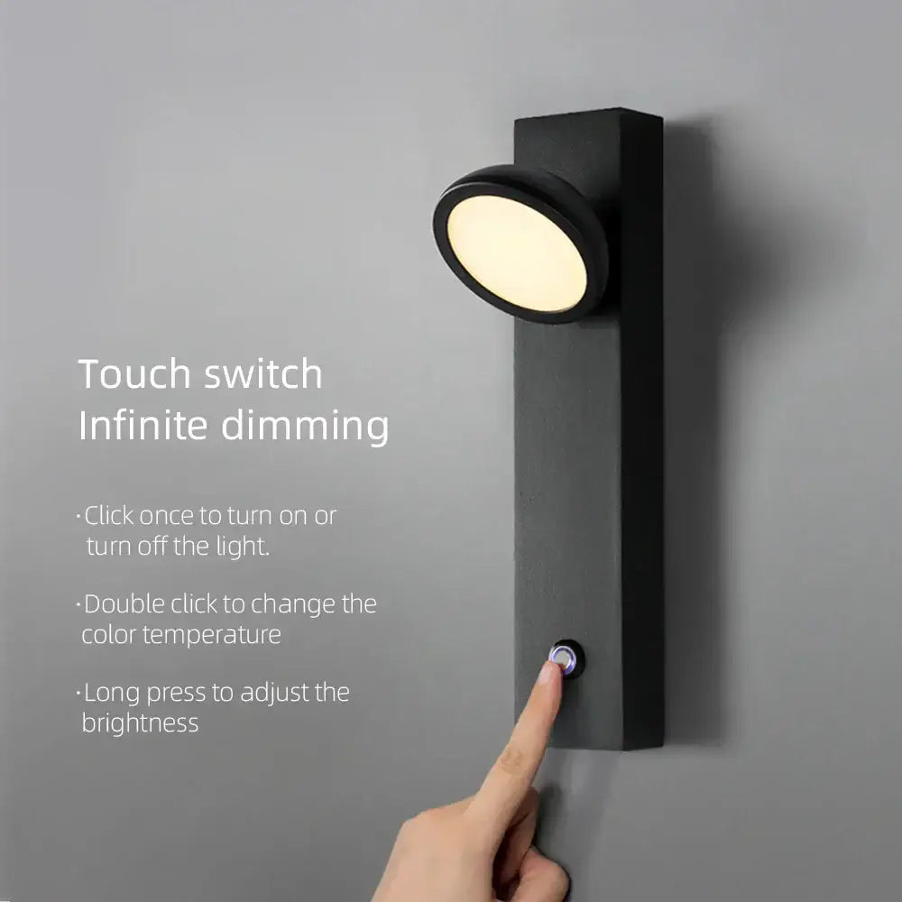 Modern minimalist black dimmable led wall lamp bedroom sconce