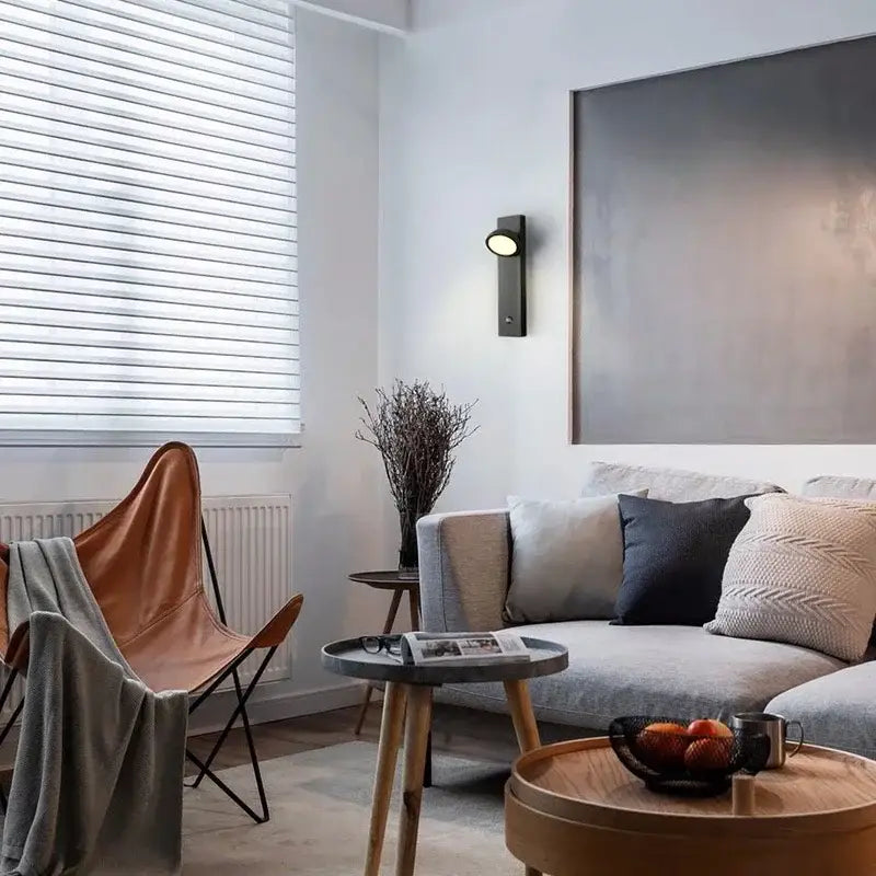 Modern minimalist black dimmable led wall lamp bedroom sconce