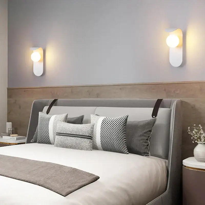 Modern minimalist black & gold frosted glass led wall lamp bedroom