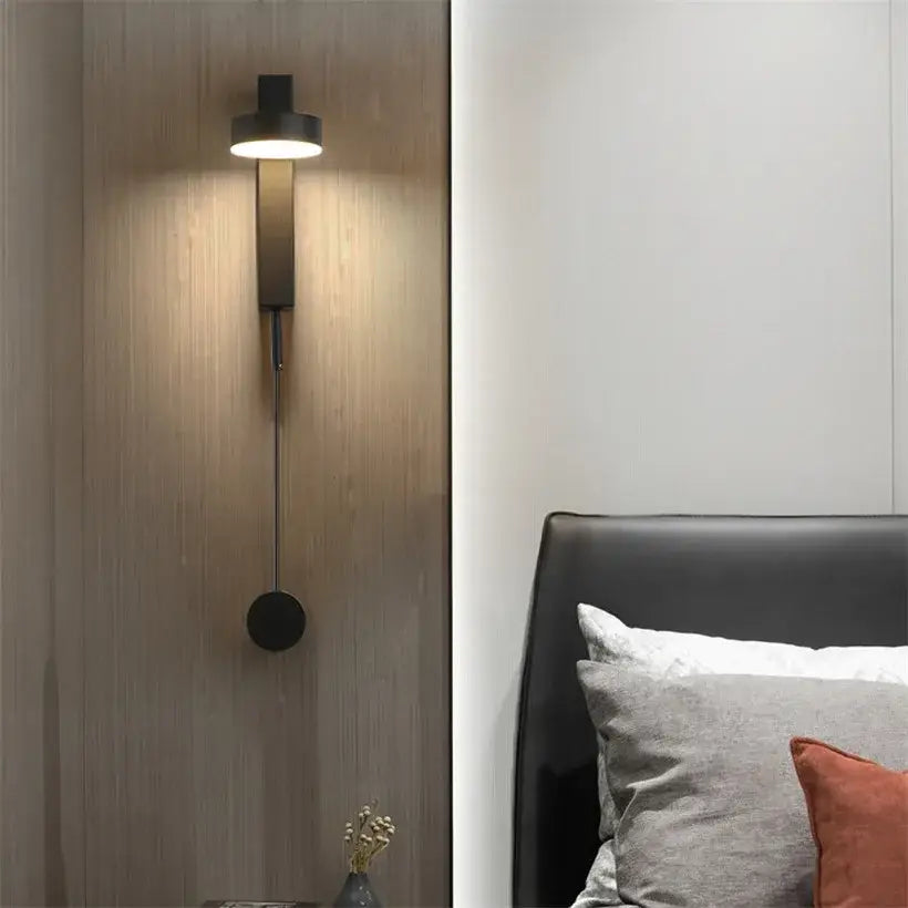 Modern minimalist black & gold t style wall light sconce bedroom