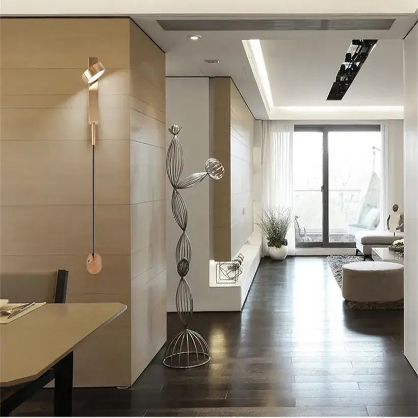 Modern minimalist black & gold t style wall light sconce bedroom