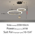 Modern minimalist circle ring pendant light with crystal bedroom chandelier
