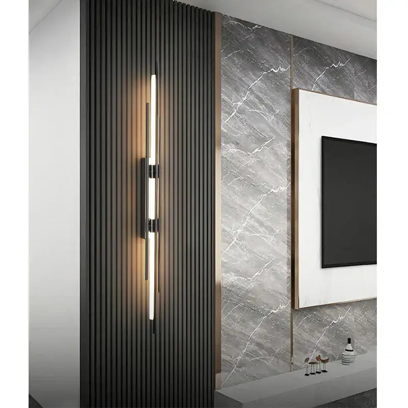 Modern minimalist copper wall lamp for bedroom with slender rods
