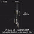 Modern minimalist crystal chrome led chandelier stairwell pendant light