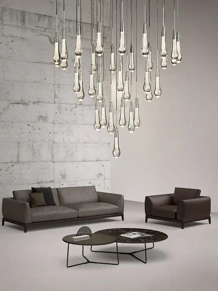 Modern minimalist crystal water-drop ceiling chandelier dining room