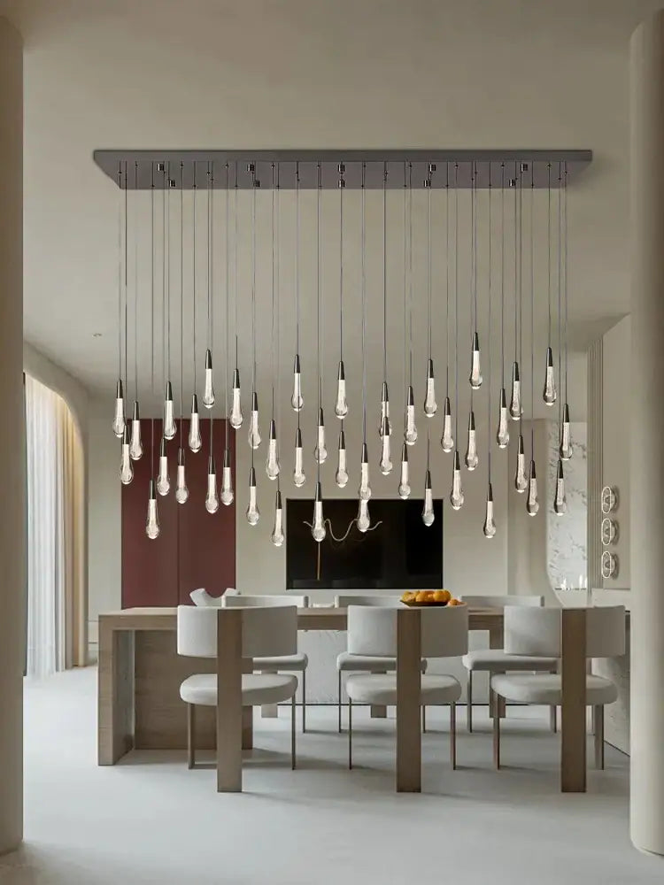Modern minimalist crystal water-drop ceiling chandelier dining room