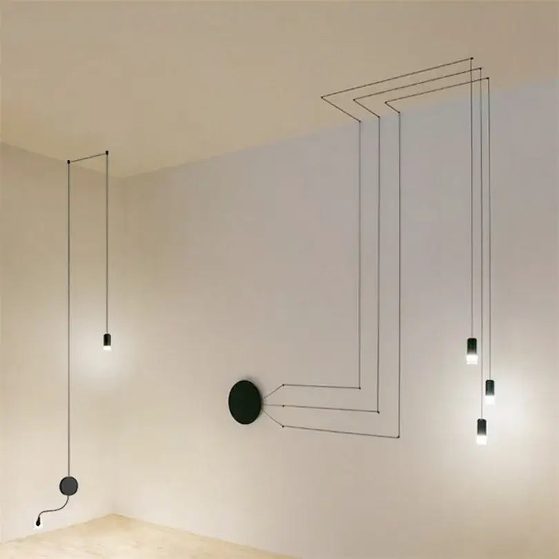 Modern minimalist decorbites black rope pendant lamp living room light
