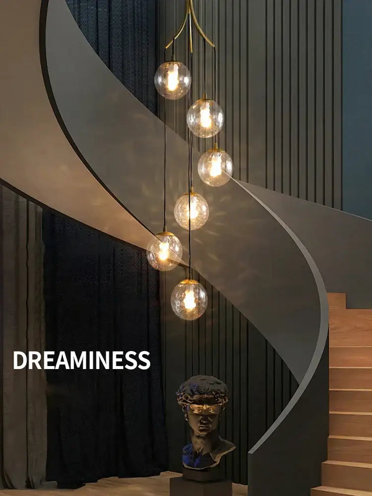 Modern minimalist decorbites glass ball chandelier staircase light