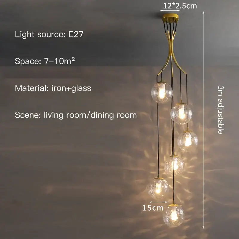 Modern minimalist decorbites glass ball chandelier staircase light