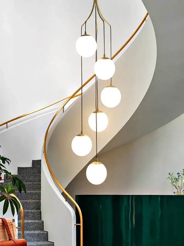 Modern minimalist decorbites glass ball chandelier staircase light