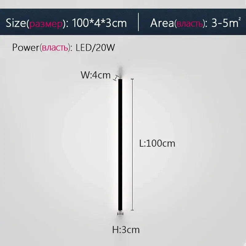 Modern minimalist elegant black led wall lamp for bedroom