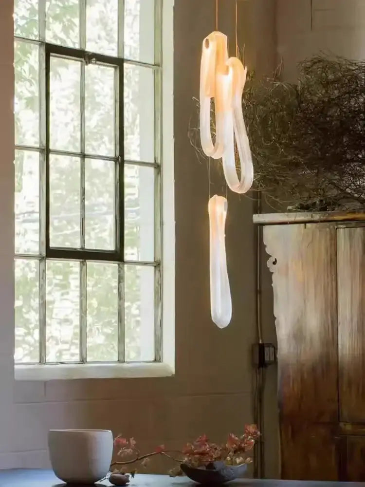 Modern minimalist elegant led glass chandelier for dining room